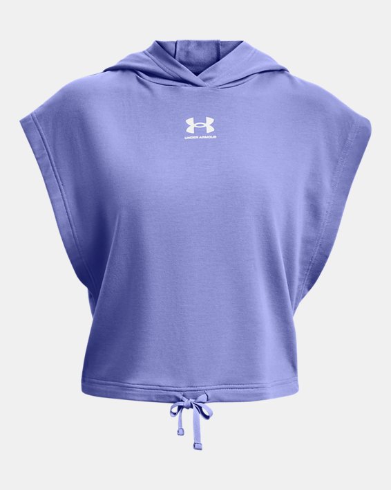 Women's UA Rival Terry Short Sleeve Hoodie in Blue image number 4